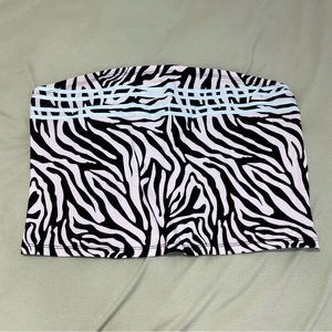 Strapless Zebra Print Cropped Tube Top
